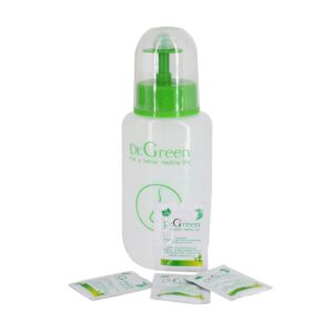 Bình rửa mũi Dr.Green chính hãng, Đầu rửa silicon, 1 bình kèm 10 gói muối biển, hỗ trợ viêm mũi xoang